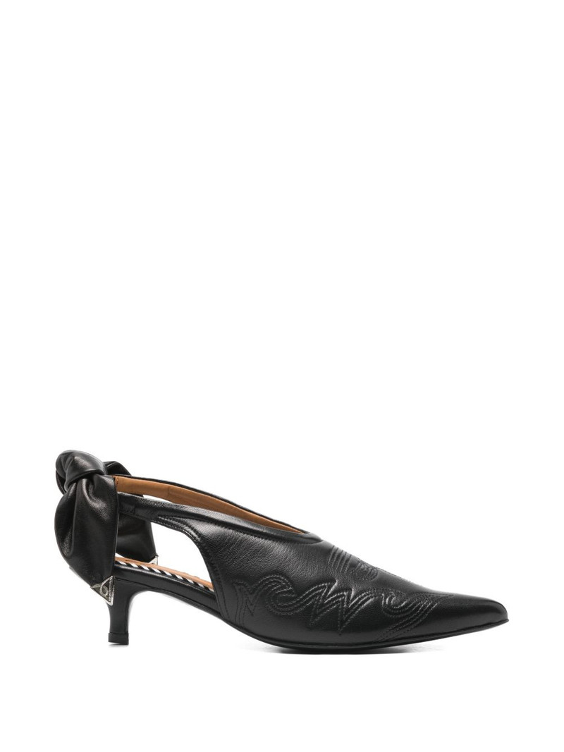 bow-detail embroidered pumps 1