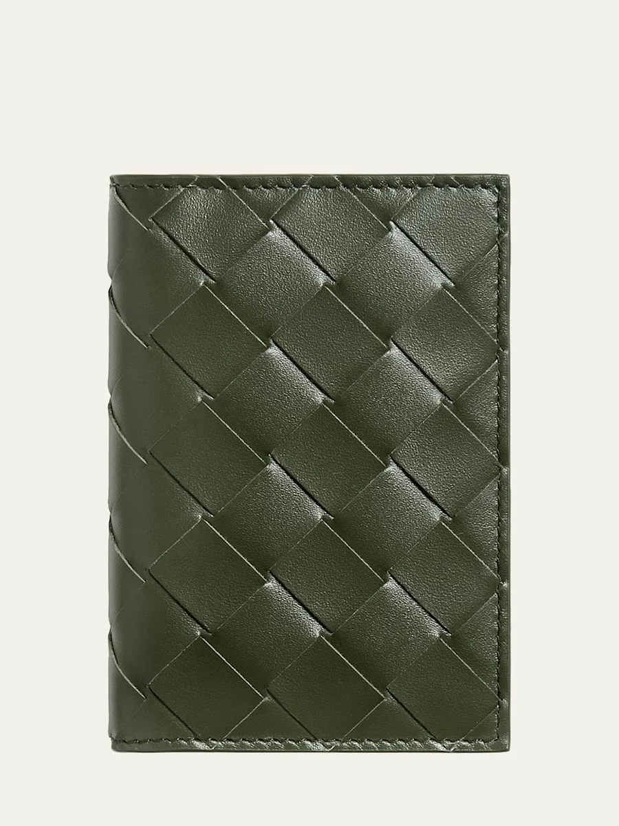 Men's Intrecciato Leather Flap Card Case - 1