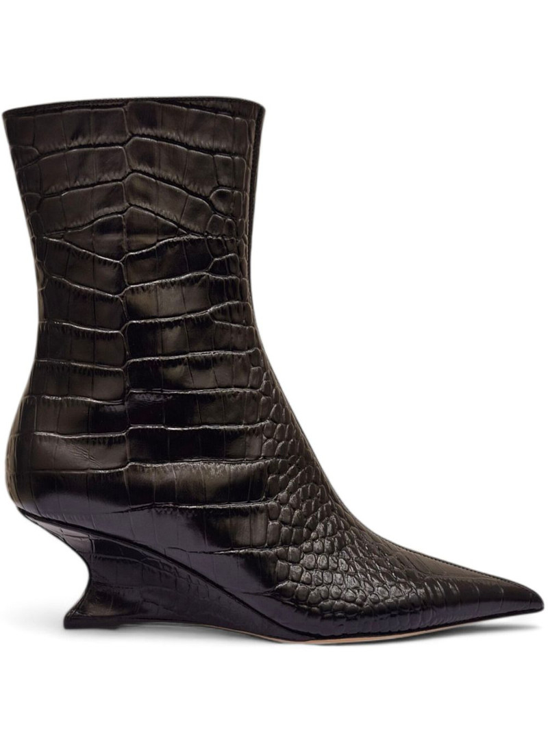 Nina crocodile-effect sculpted boots 1