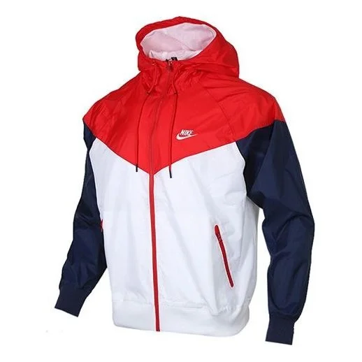 Nike Sportswear Windrunner Colorblock Hooded Jacket Red White AR2192-104 - 1