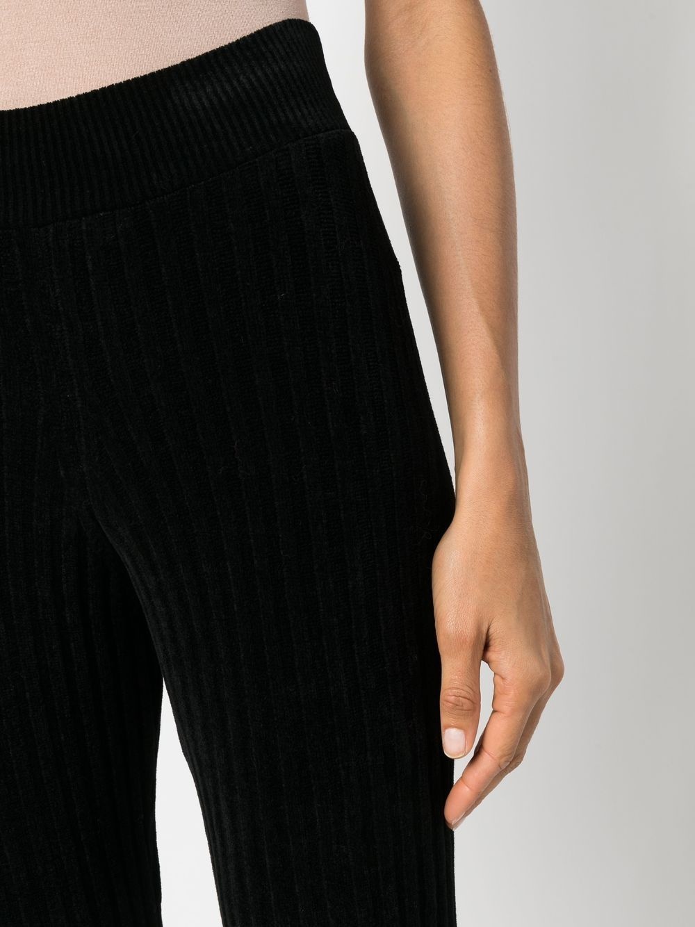 high-waisted ribbed straight trousers - 5