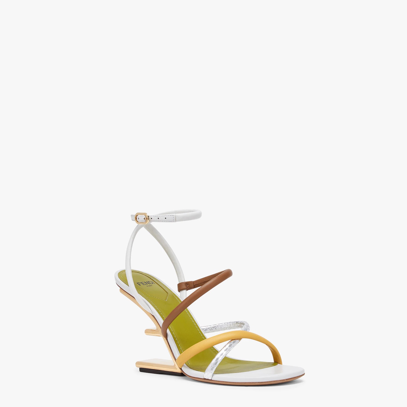 White nappa leather high-heeled sandals - 2