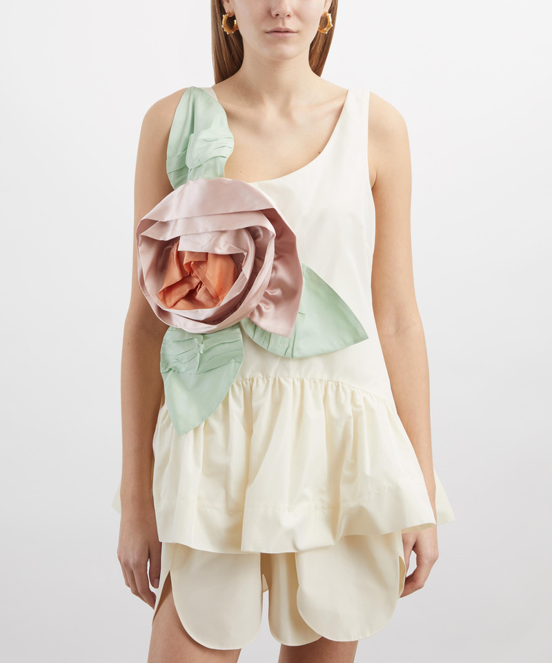Simone Rocha Pressed Rosette Tilted Neck Petal Hem Dress outlook