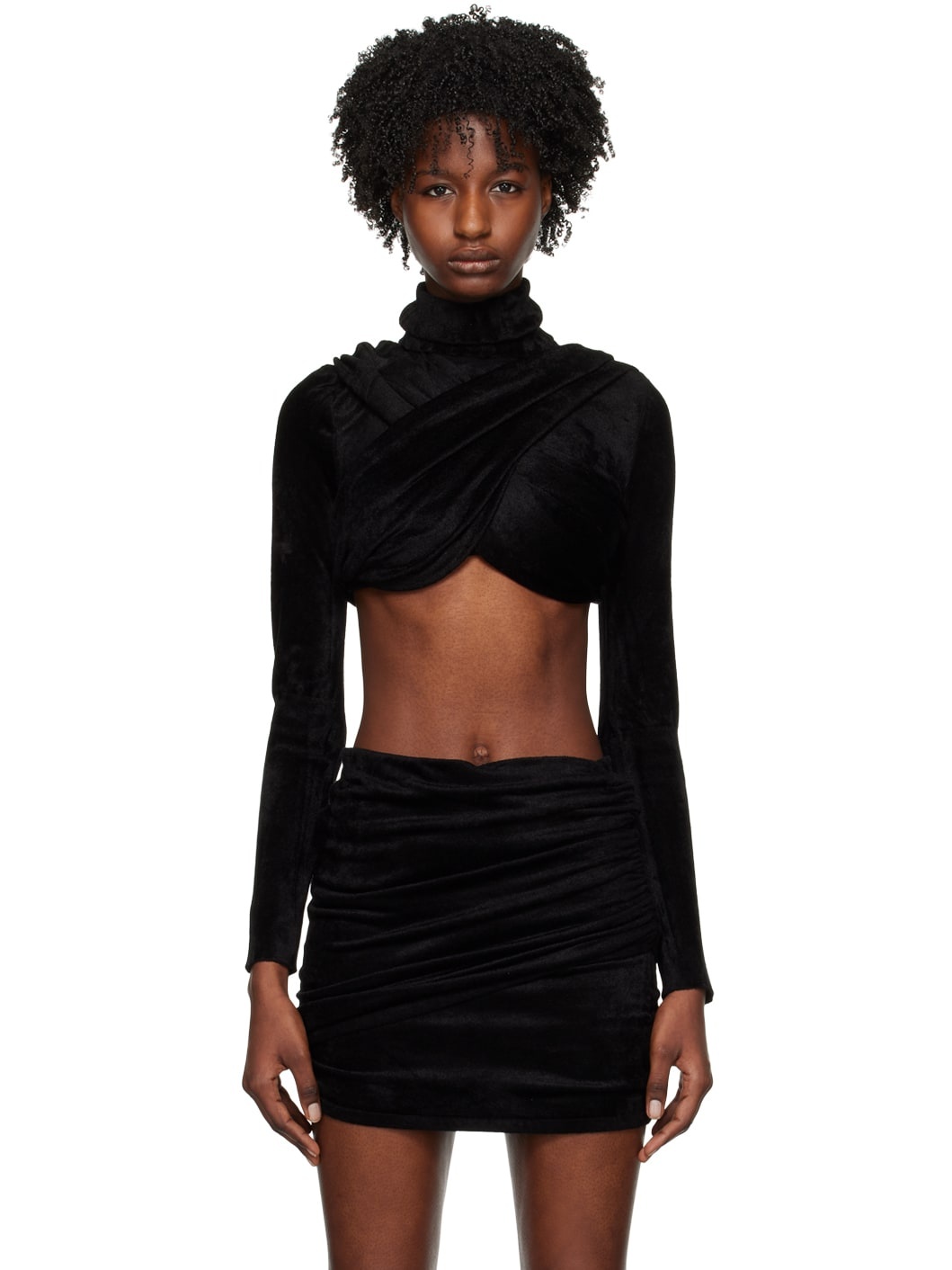 Black Cropped Turtleneck - 1