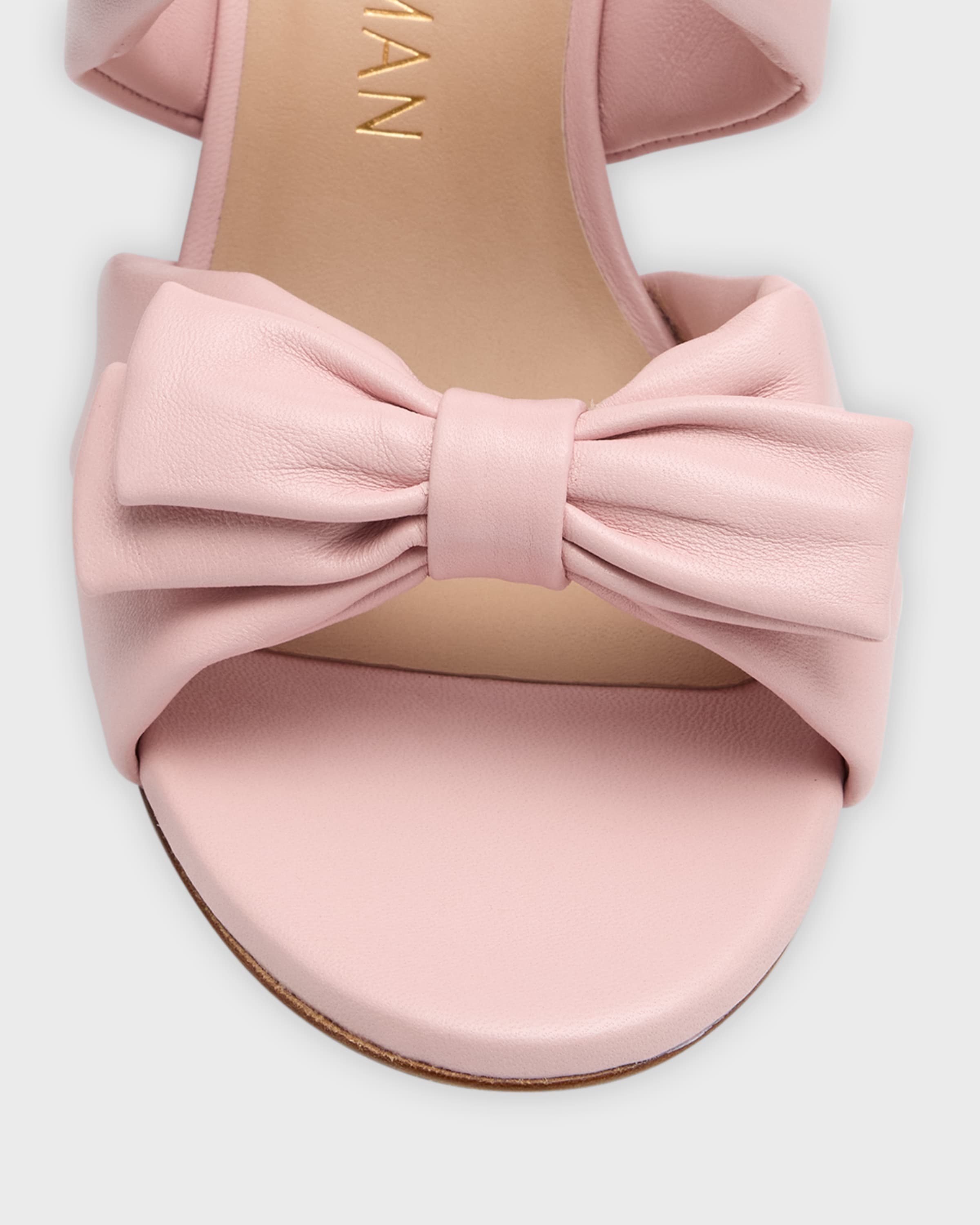 Sofia Leather Bow Slide Sandals - 4