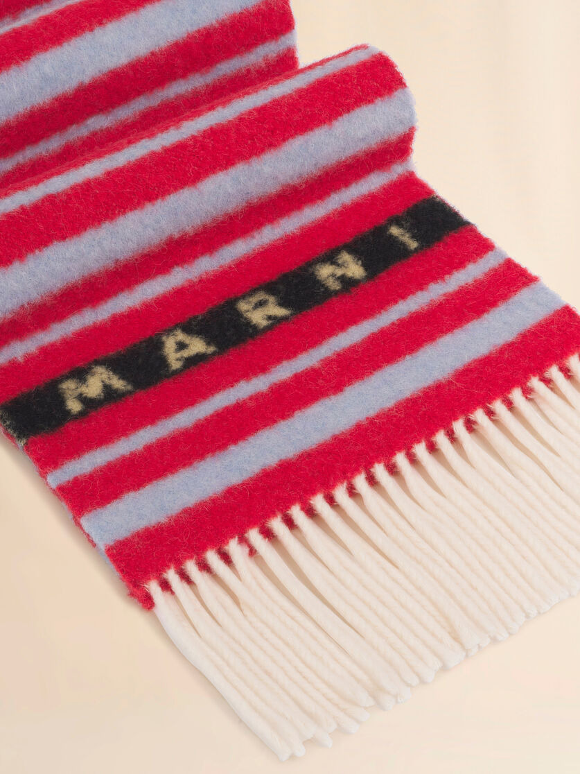 RED ALPACA AND WOOL SCARF WITH STRIPED PATTERN - 3