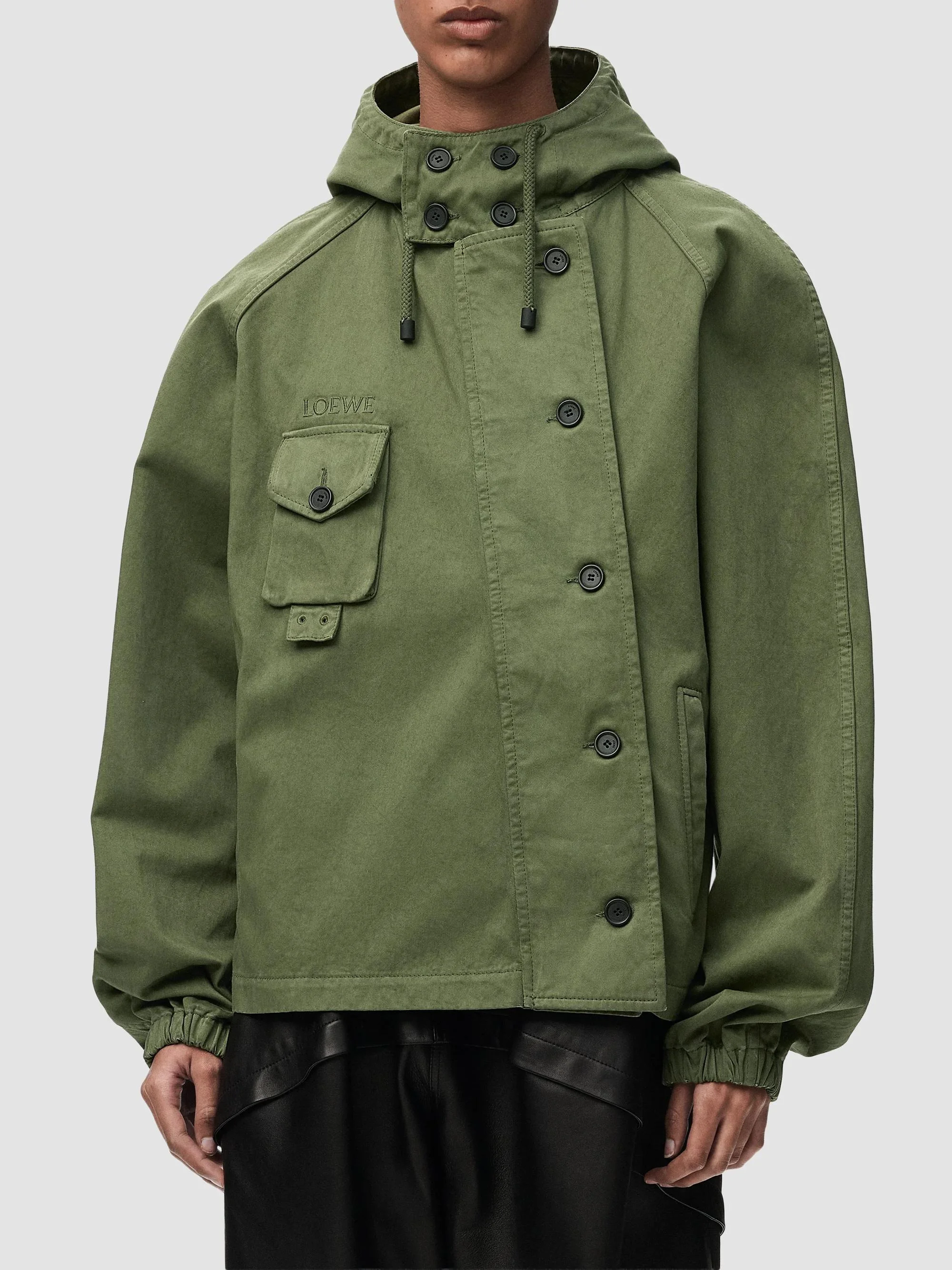 Women's Utility Cotton Short Parka - Khaki Green - 1