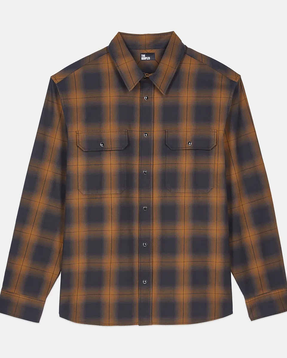 BLACK AND BROWN CHECKED OVERSHIRT - 1