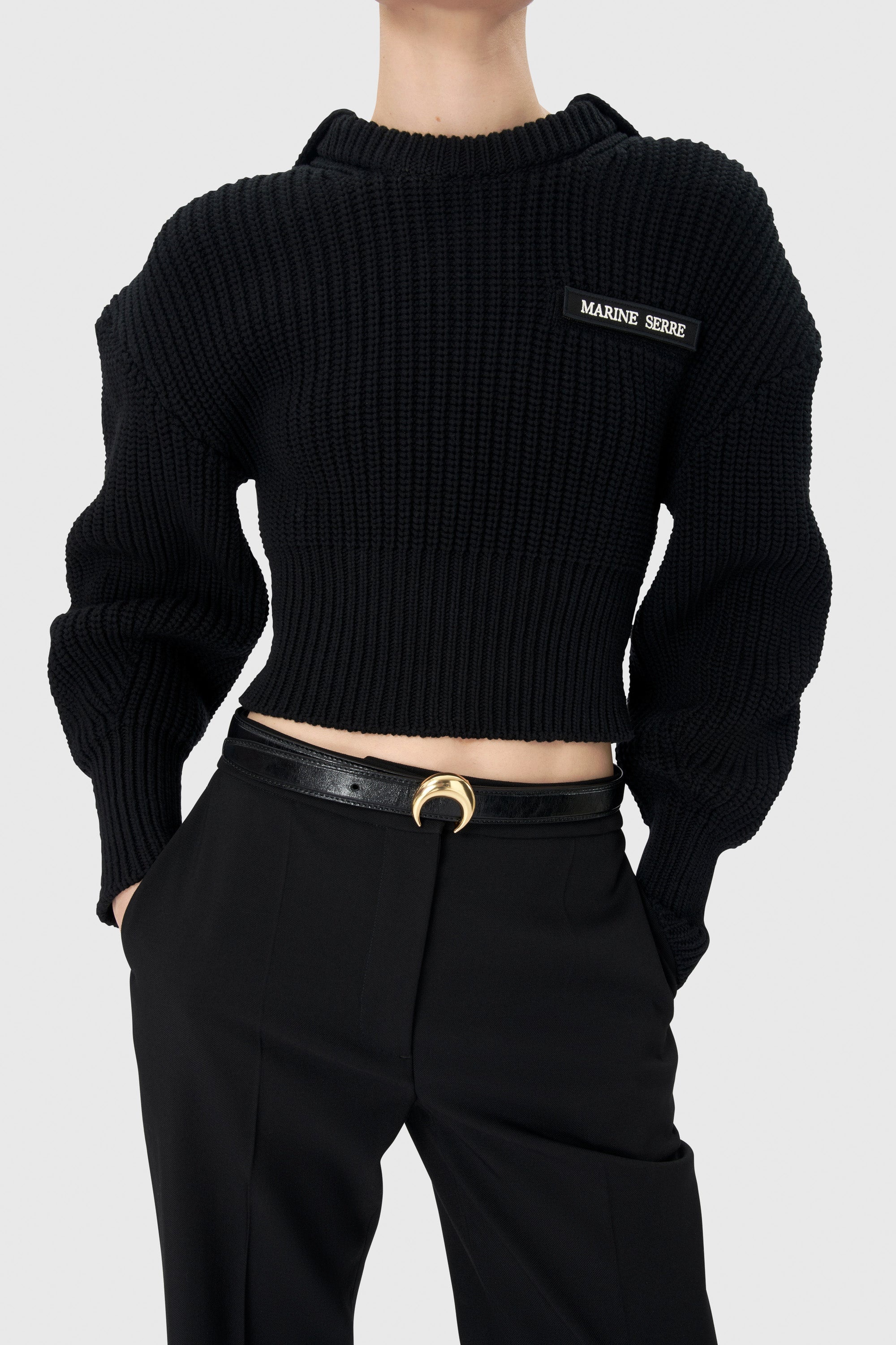 Half Cardigan Knit Sailor Sweater - 3