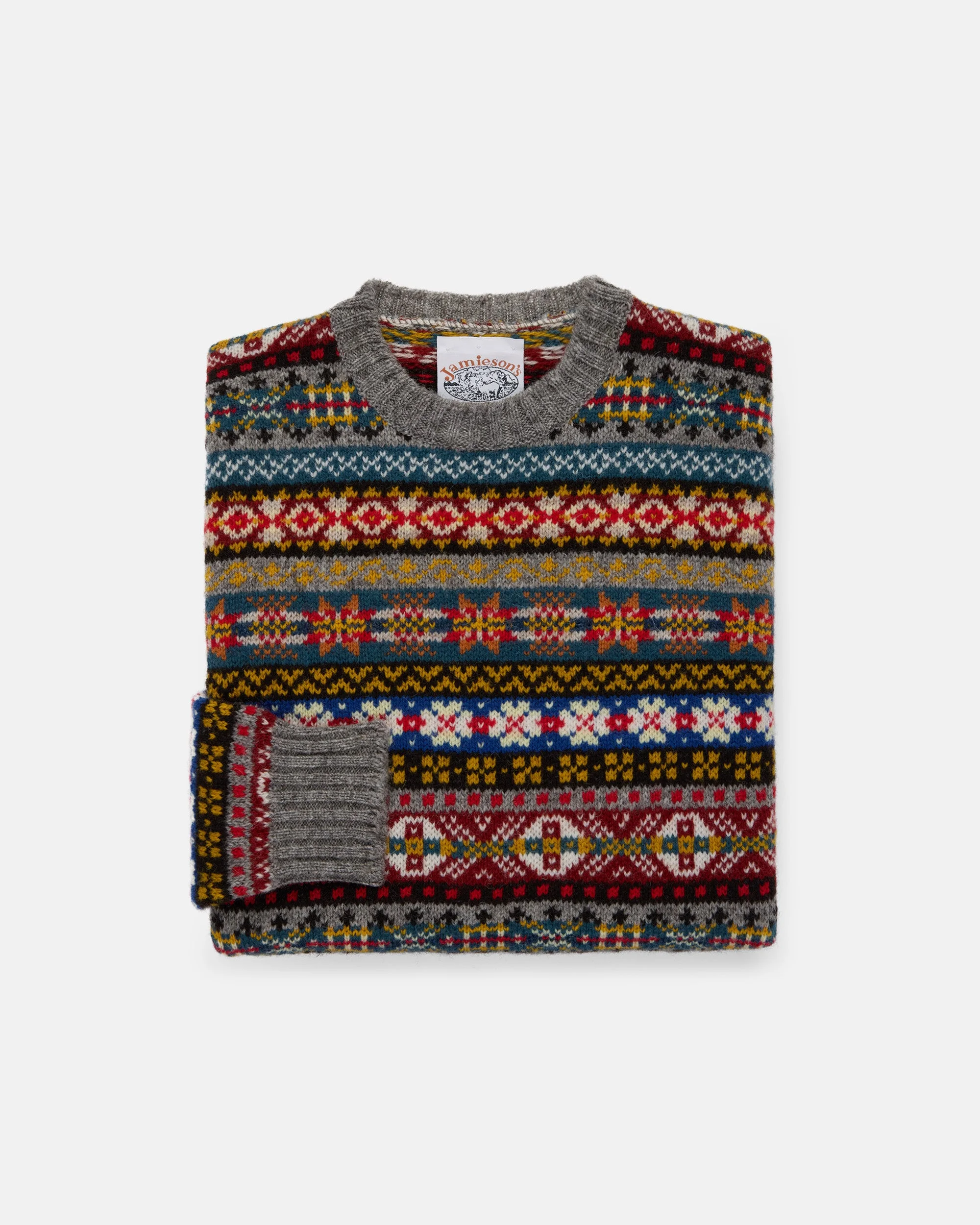 MADE-IN-SCOTLAND FAIR ISLE CREW NECK SWEATER - 1