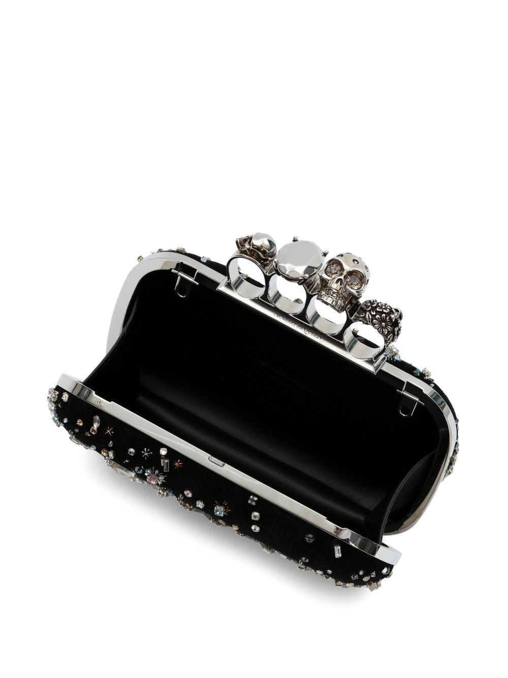 Skull Four Ring crystal-embellished clutch bag - 4