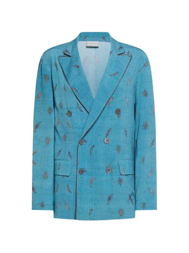 leaf-motif double-breasted blazer 1