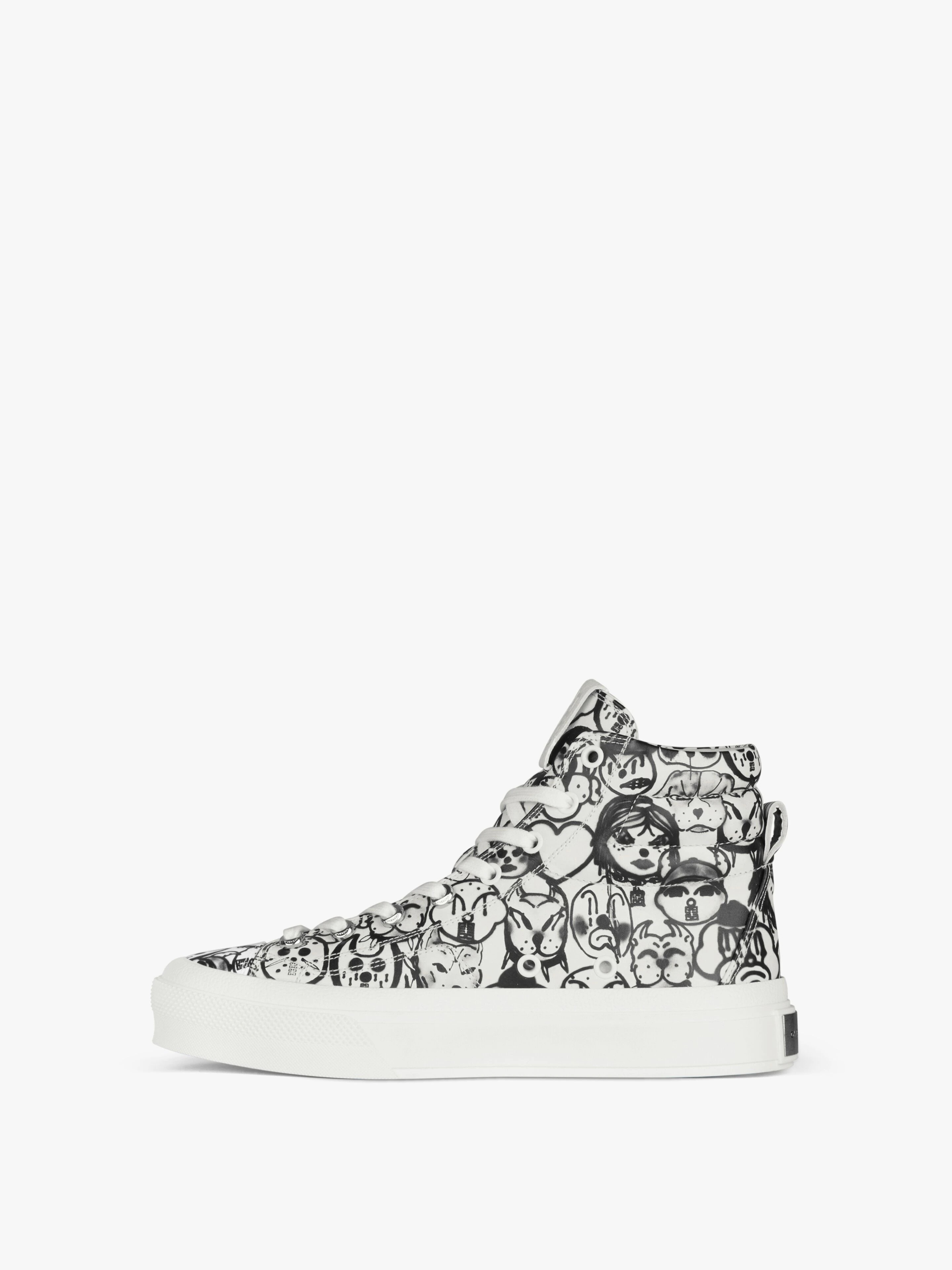 HIGH SNEAKERS CITY IN LEATHER WITH TAG EFFECT PRINTS - 3