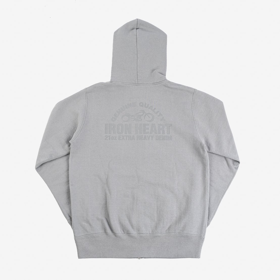 IHSW-63-GRY Printed 14oz Ultra Heavyweight Loopwheel Cotton Zippered Hoodie - Grey - 5