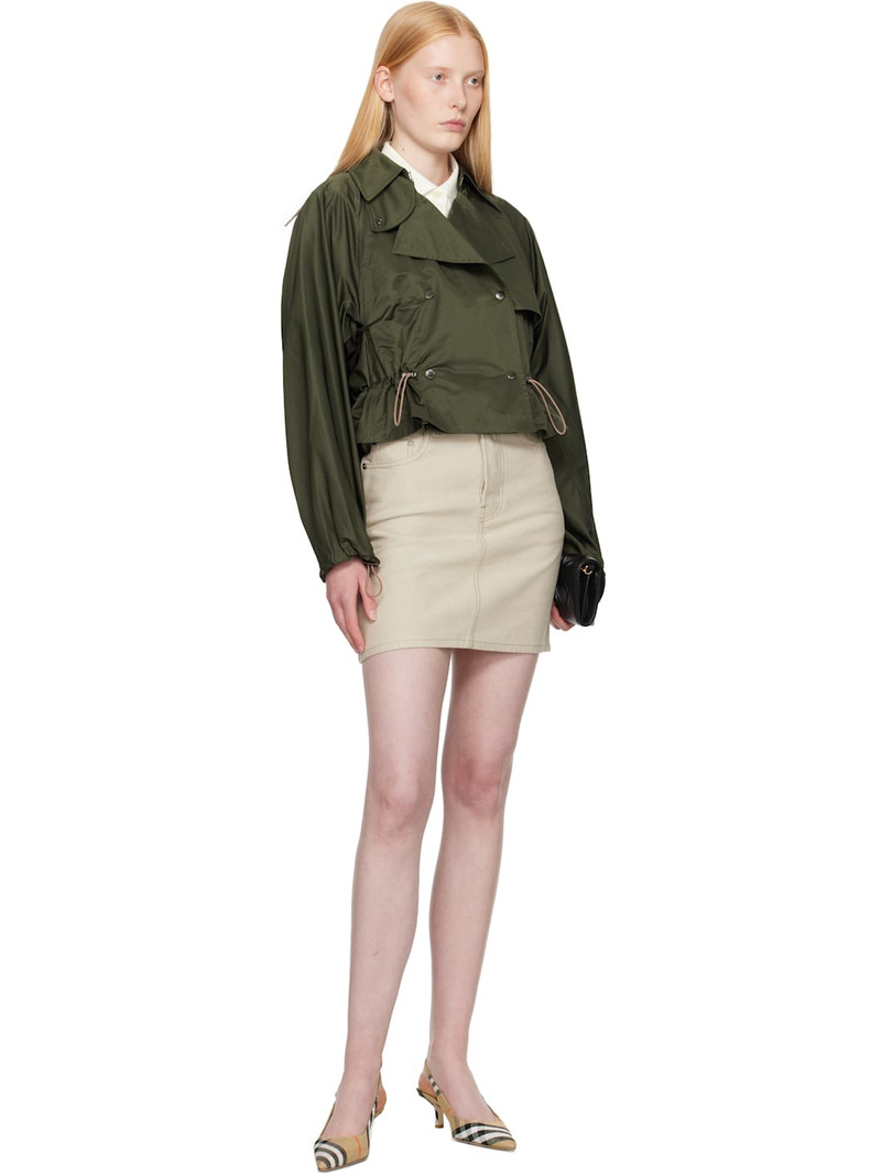 Burberry Green Satin Hooded Trench Jacket outlook