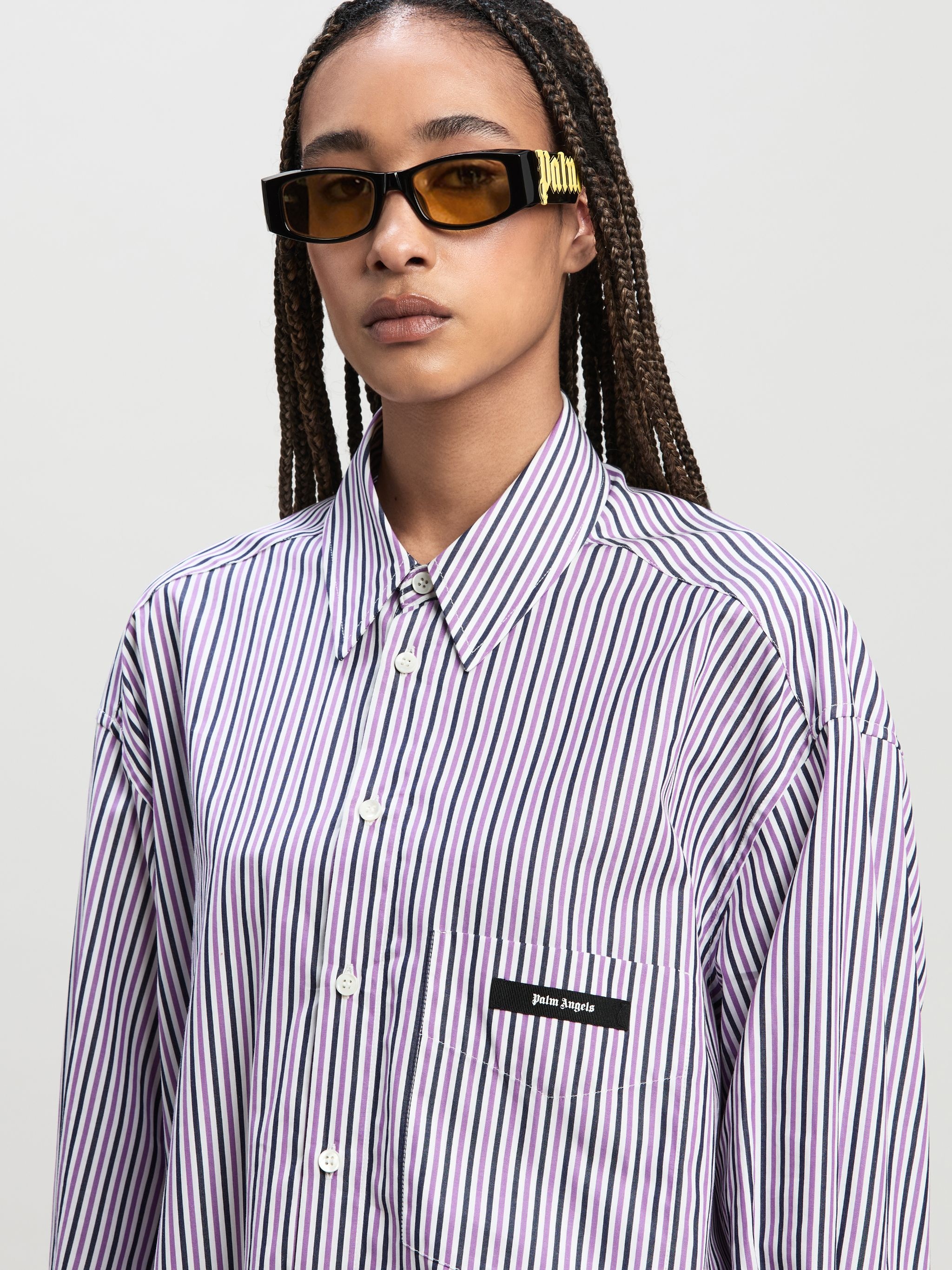 Curved Logo stripe Shirtdress - 6