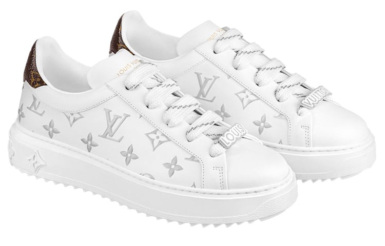 (WMNS) LOUIS VUITTON Time Out Sneakers 'White with Silver Monogram' 1A9HB7 - 3