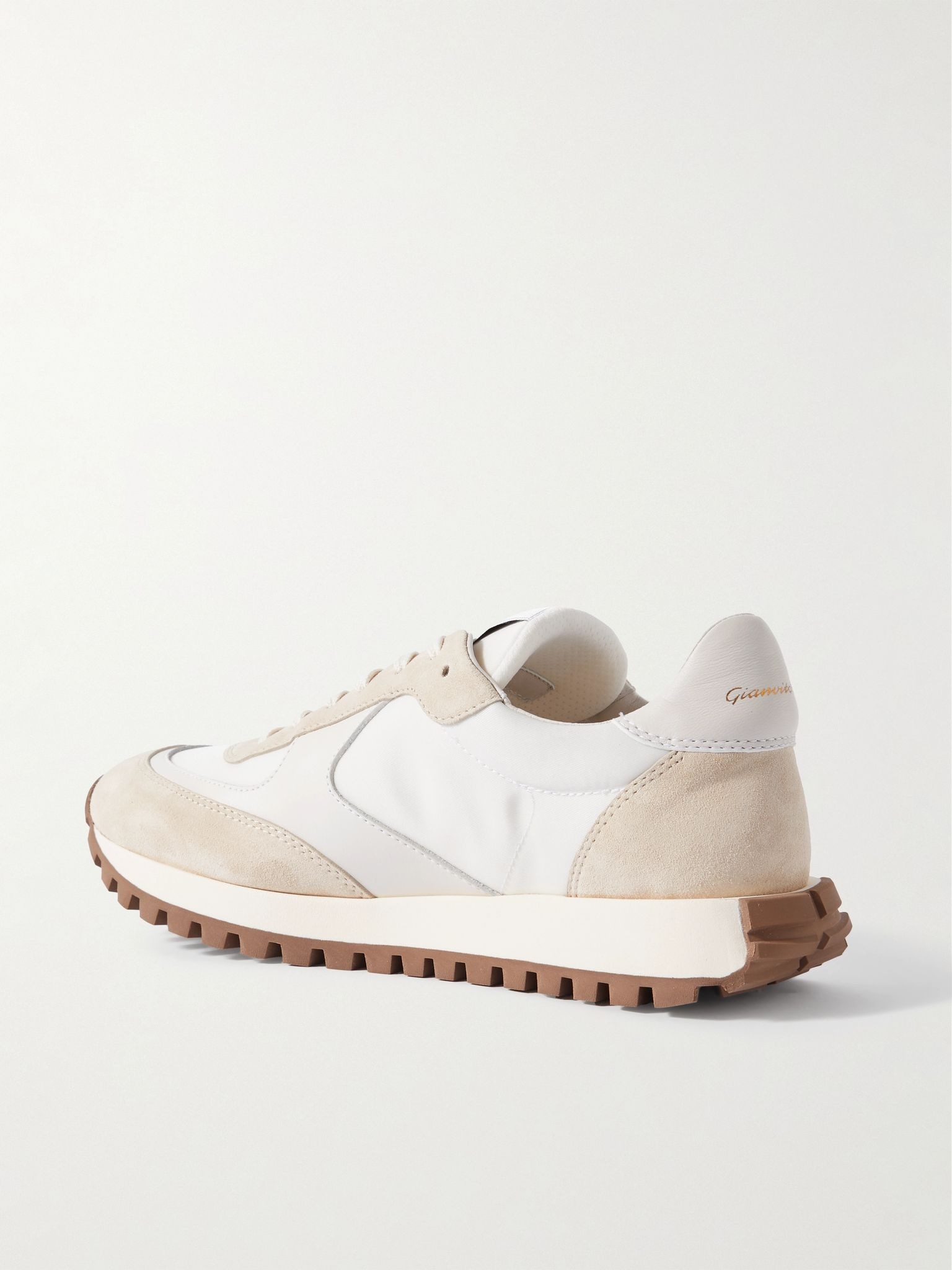 Gravel suede, leather and shell sneakers Off-white - 3