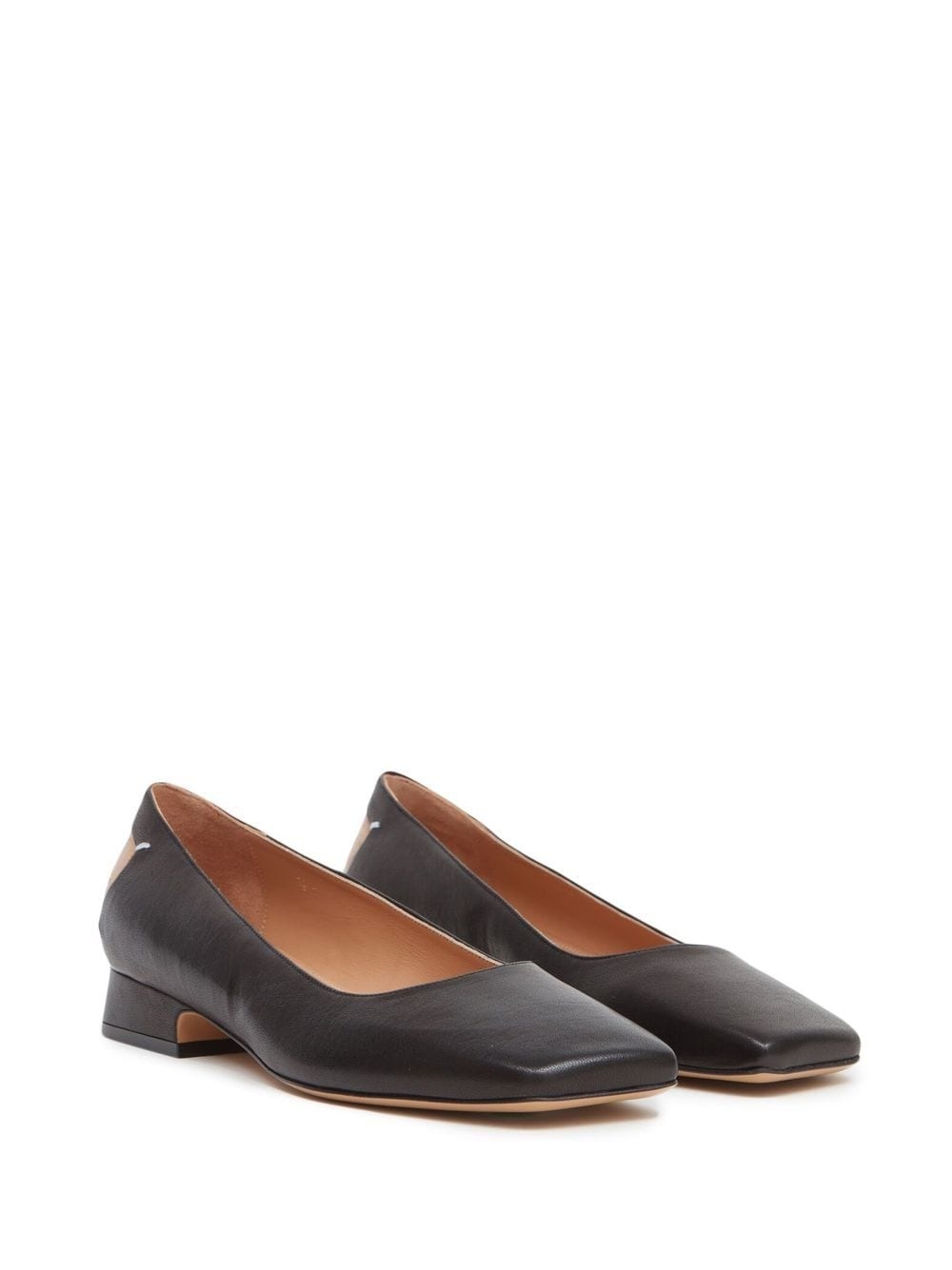 square-toe leather ballerina shoes - 2