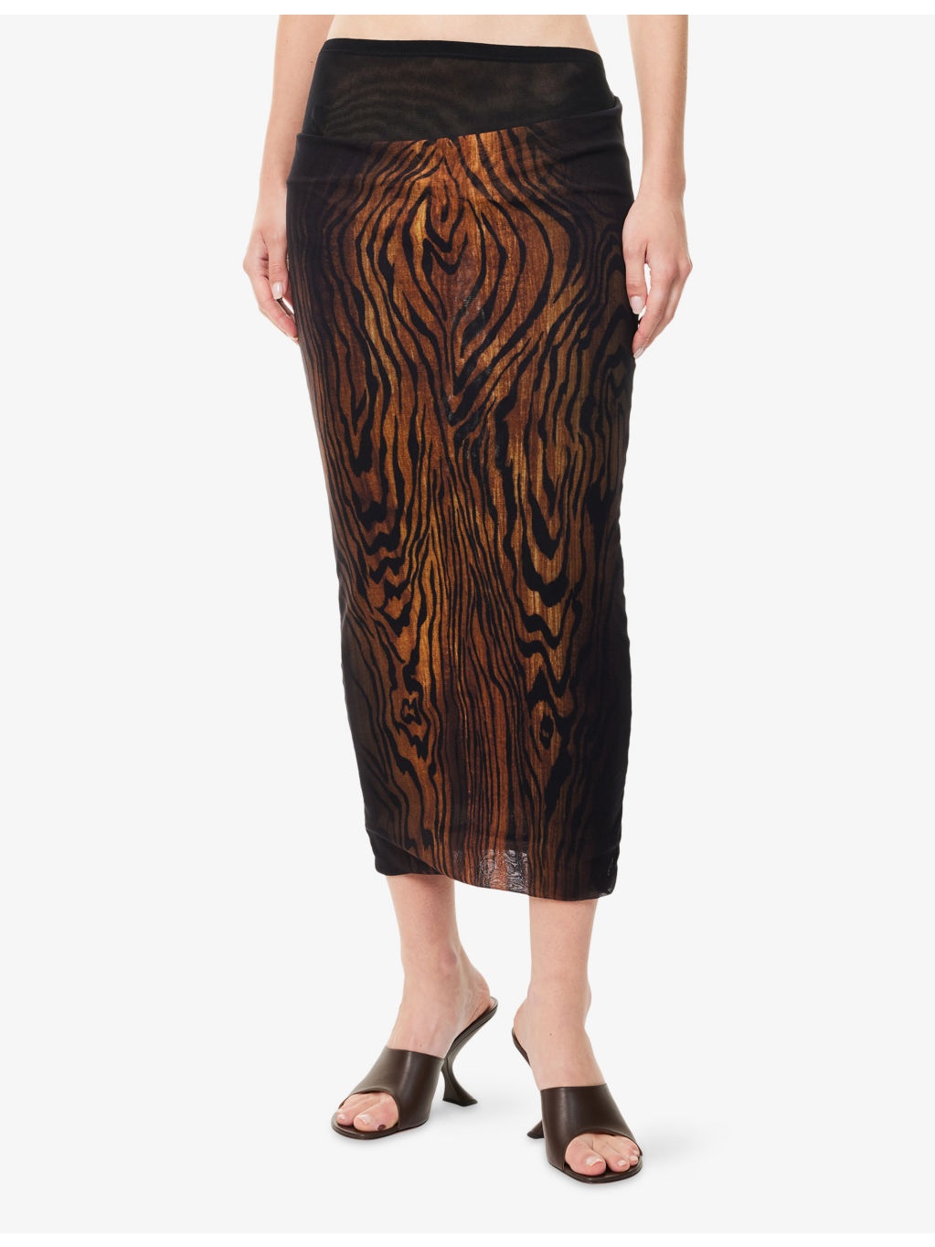 Printed Slim-Fit Woven Midi Skirt - 3
