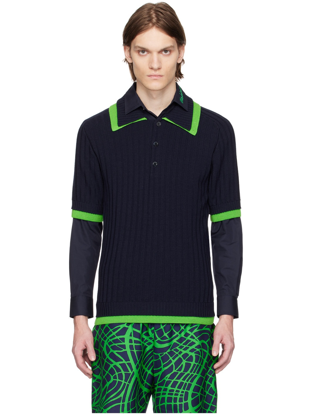 Navy Layered Polo - 1