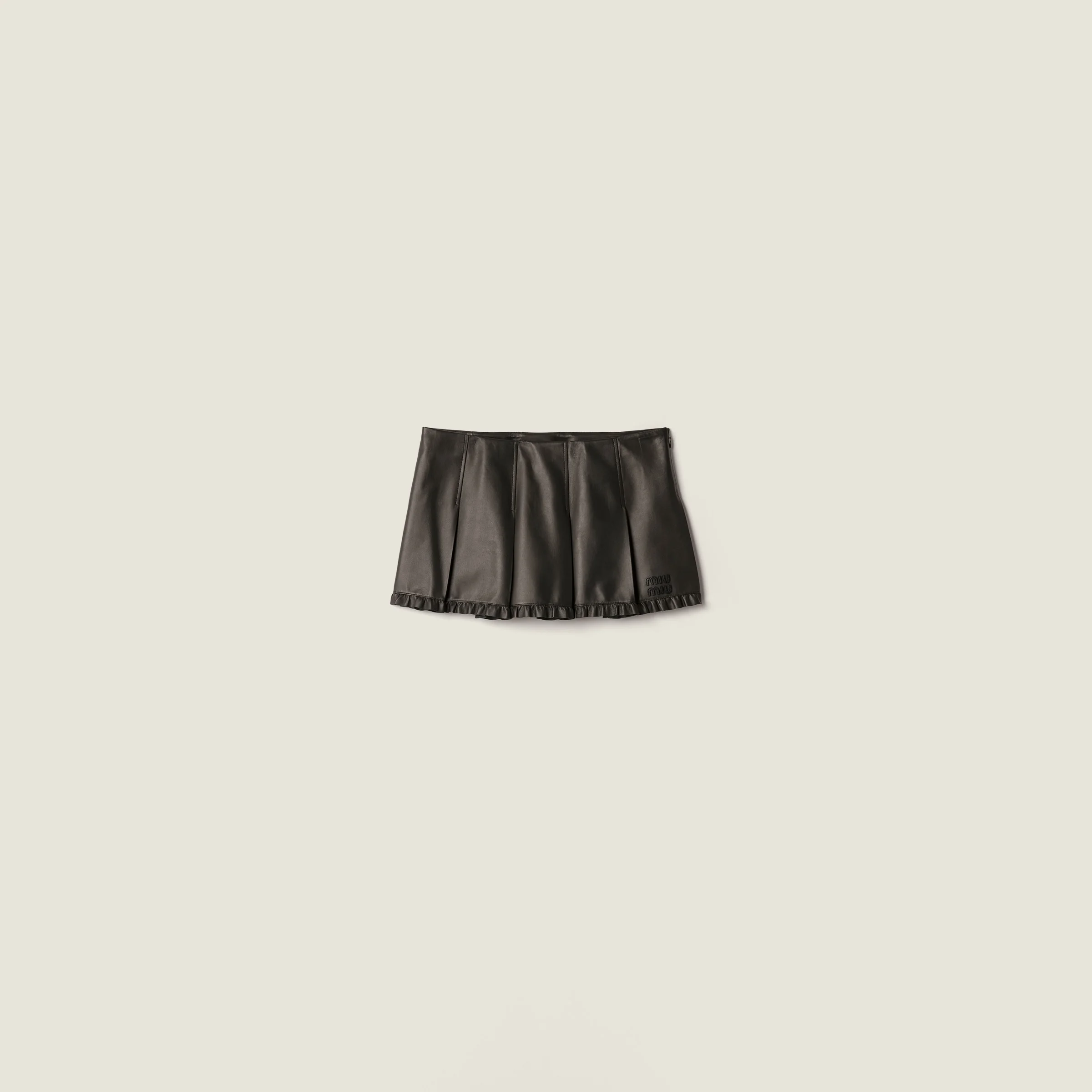 Pleated nappa leather skirt - 1