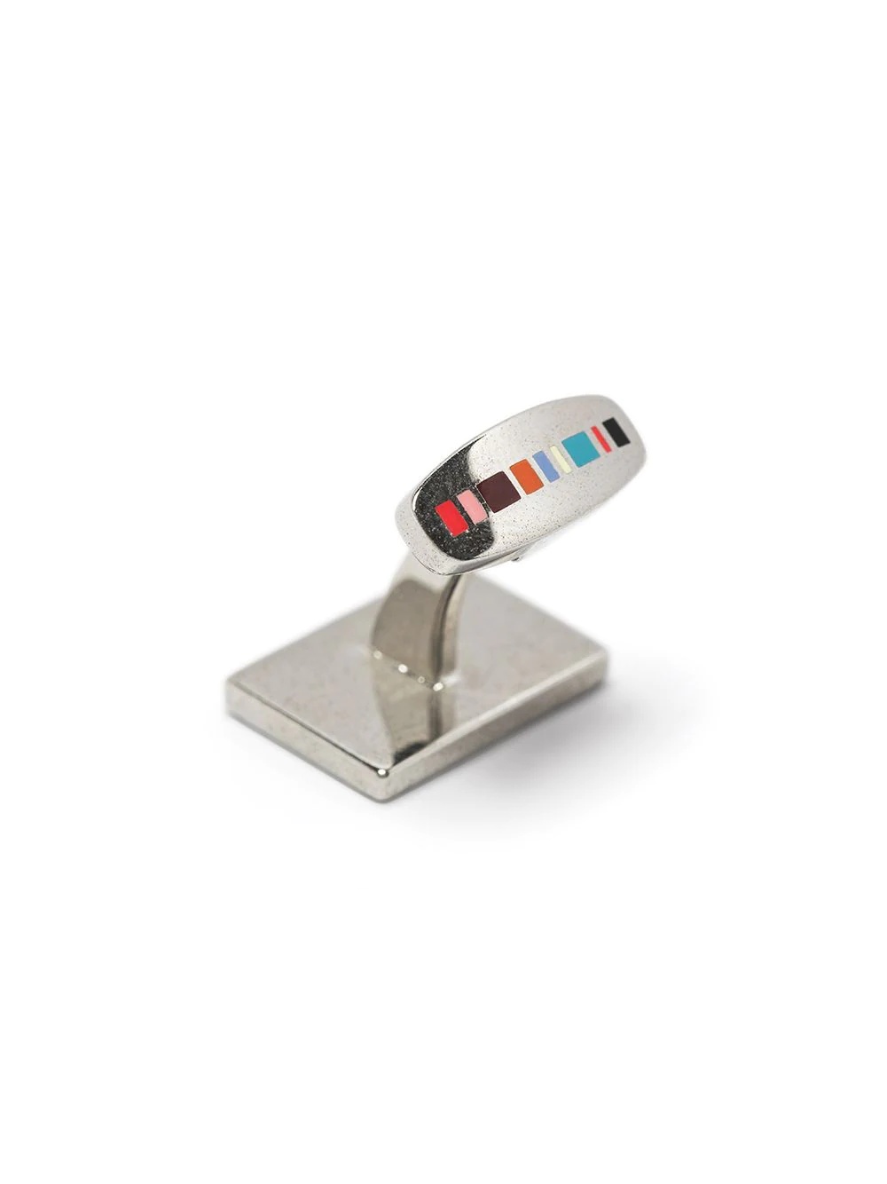 graphic-print silver-plated cufflinks - 2