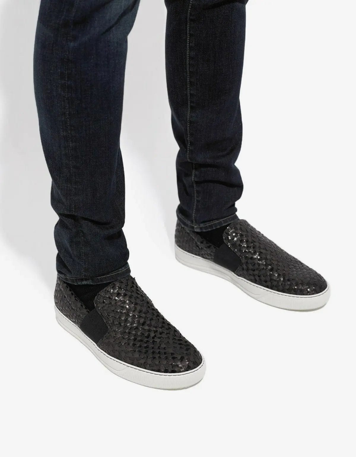 Lanvin Woven Leather Slip On Trainers - 7