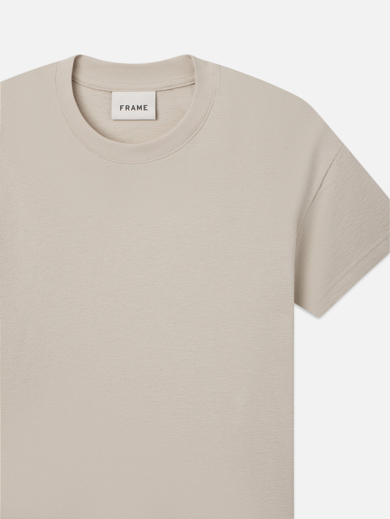 FRAME Boxy Textured Tee in Off White outlook