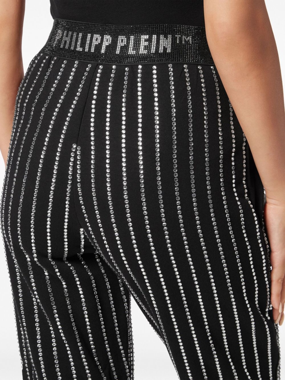 logo-print strap crystal-embellished track pants - 5