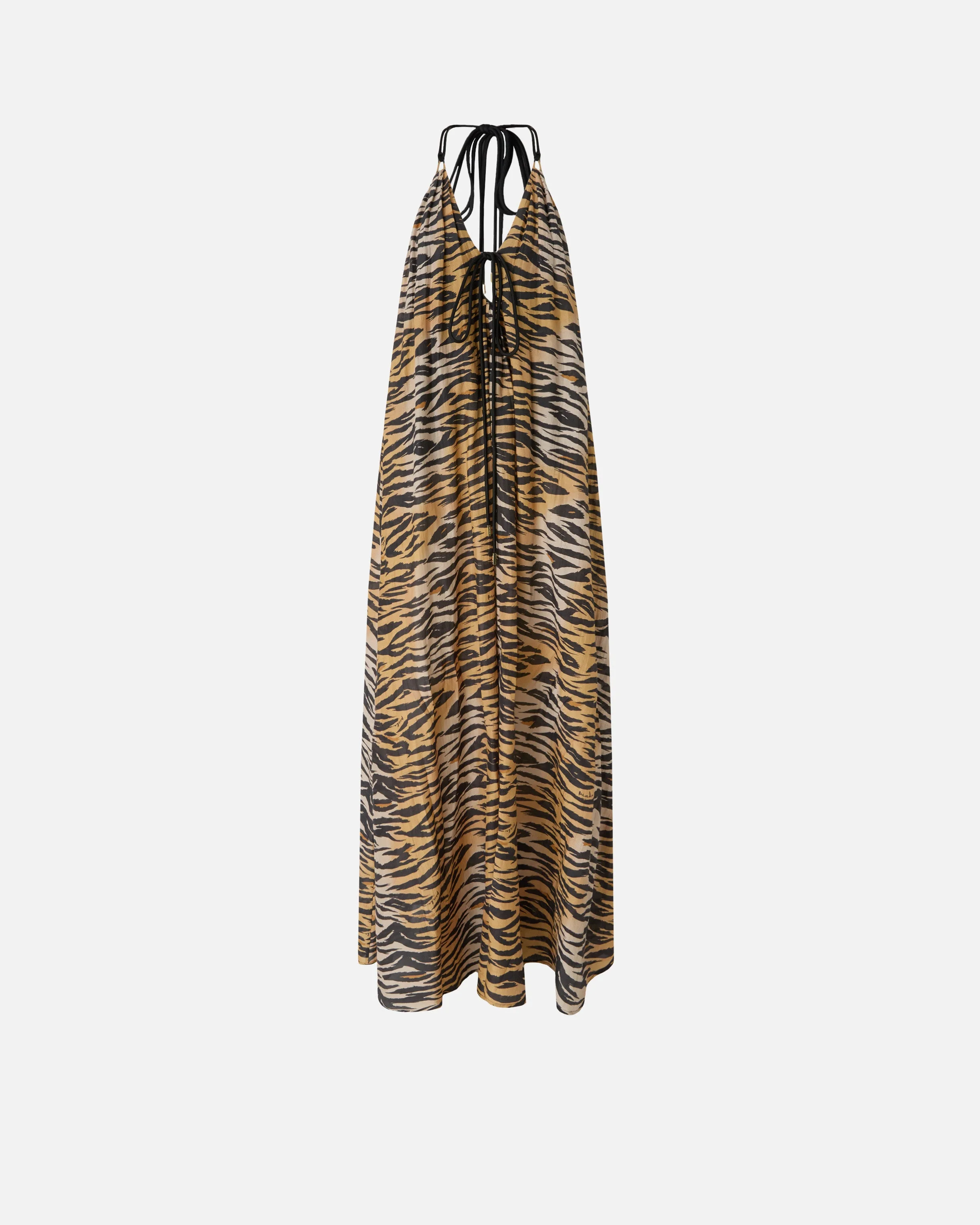 LONG HALTERNECK DRESS WITH ANIMAL PRINT - 1