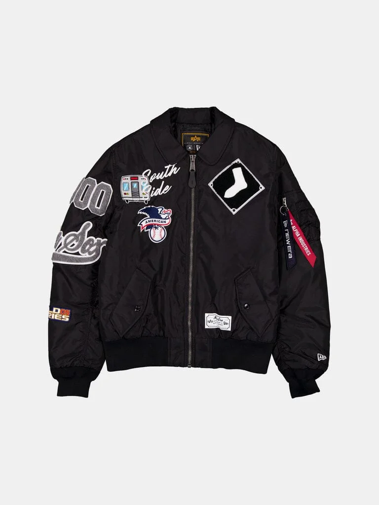CHICAGO WHITE SOX X ALPHA X NEW ERA MA-1 COLLARED BOMBER JACKET - 1