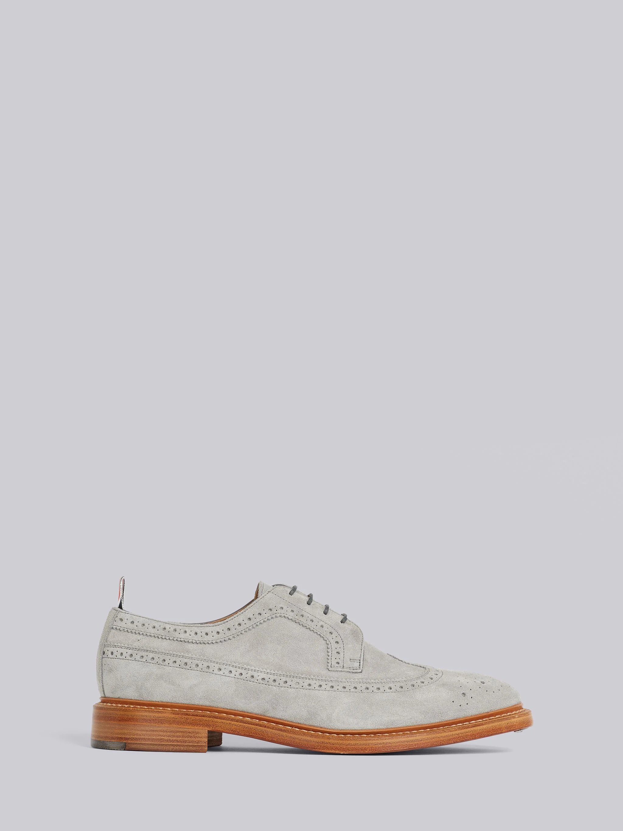 Medium Grey Suede Leather Sole Longwing Brogue - 1