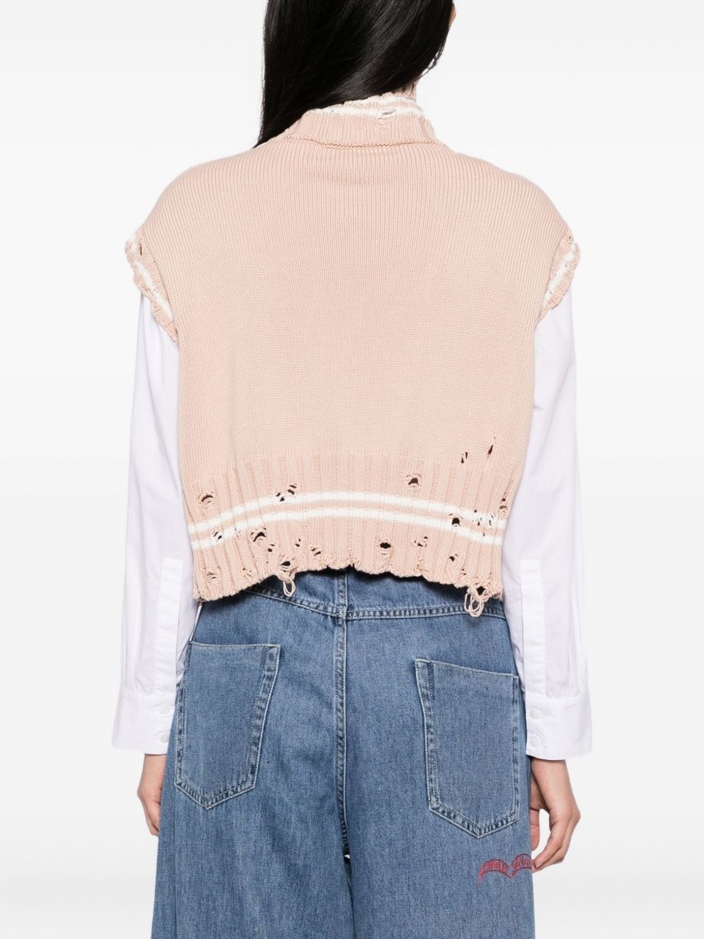 cotton cropped vest - 4