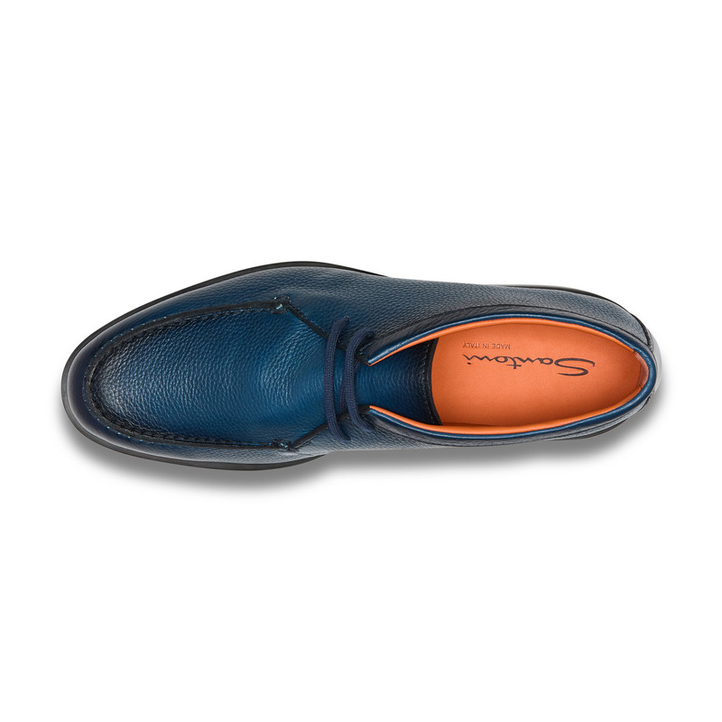 Men's blue tumbled leather desert boot 4