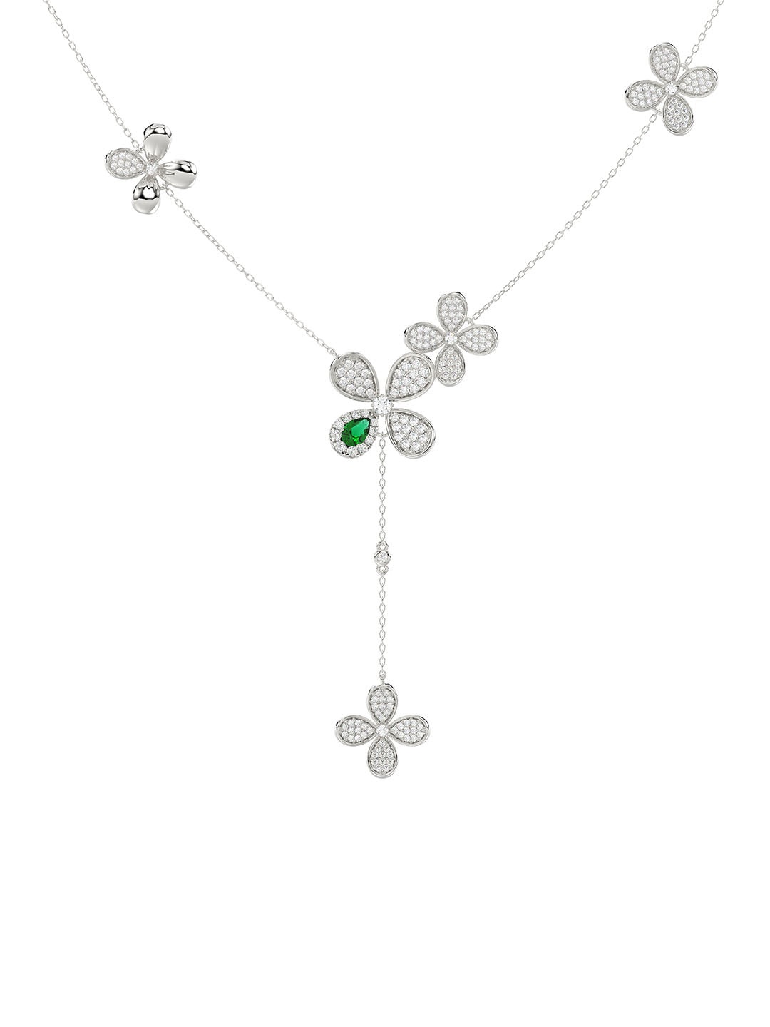 FLORAL WHITE GOLD Y NECKLACE - 2