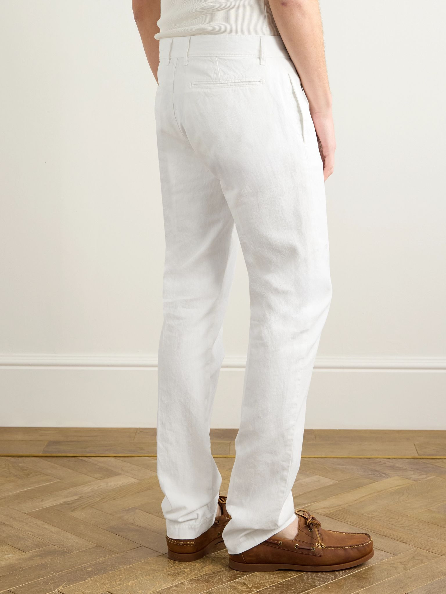 Winch2 Slim-Fit Straight-Leg Cotton and Linen-Blend Trousers White - 3