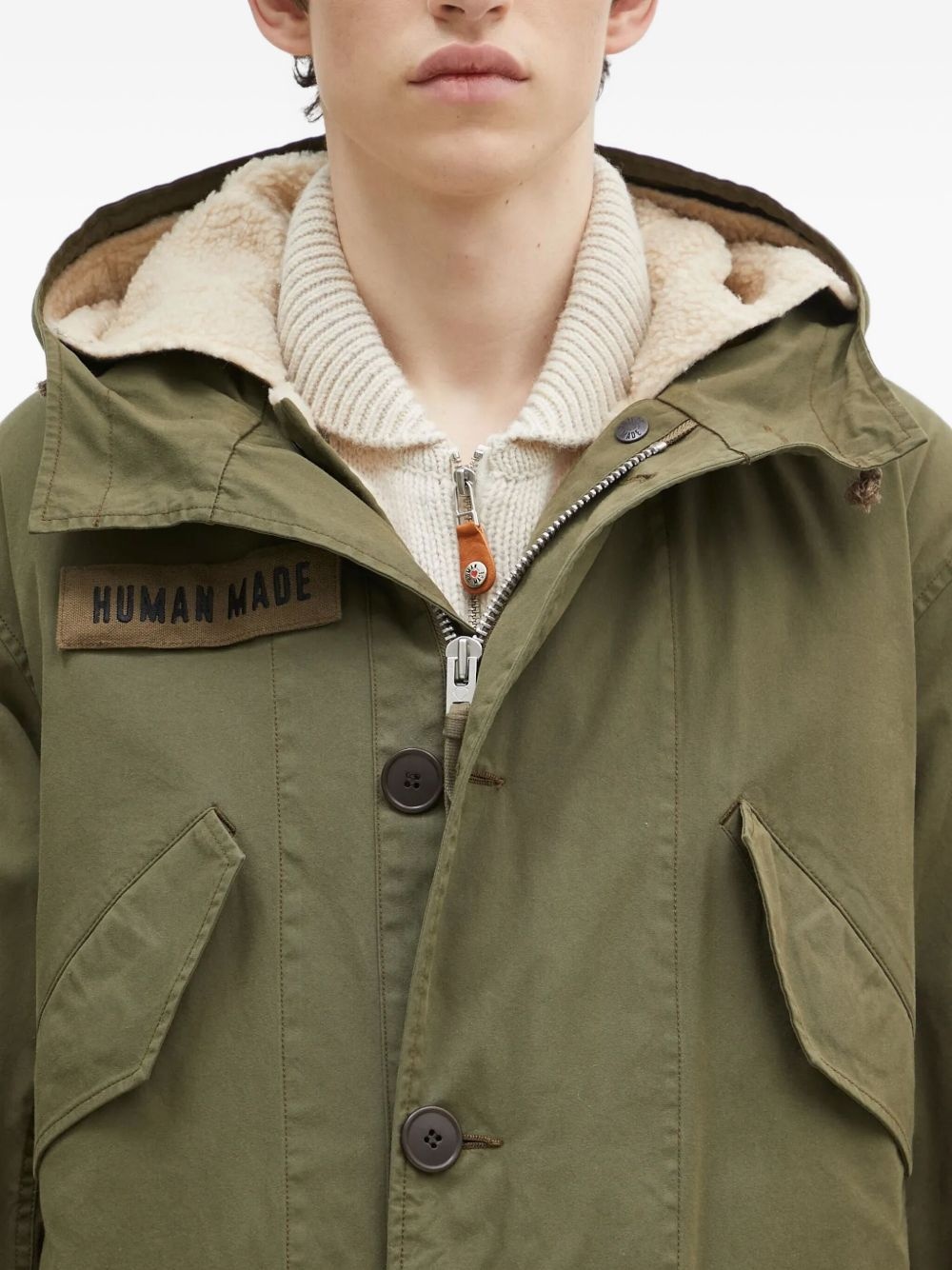 hooded fleece-lined parka - 4