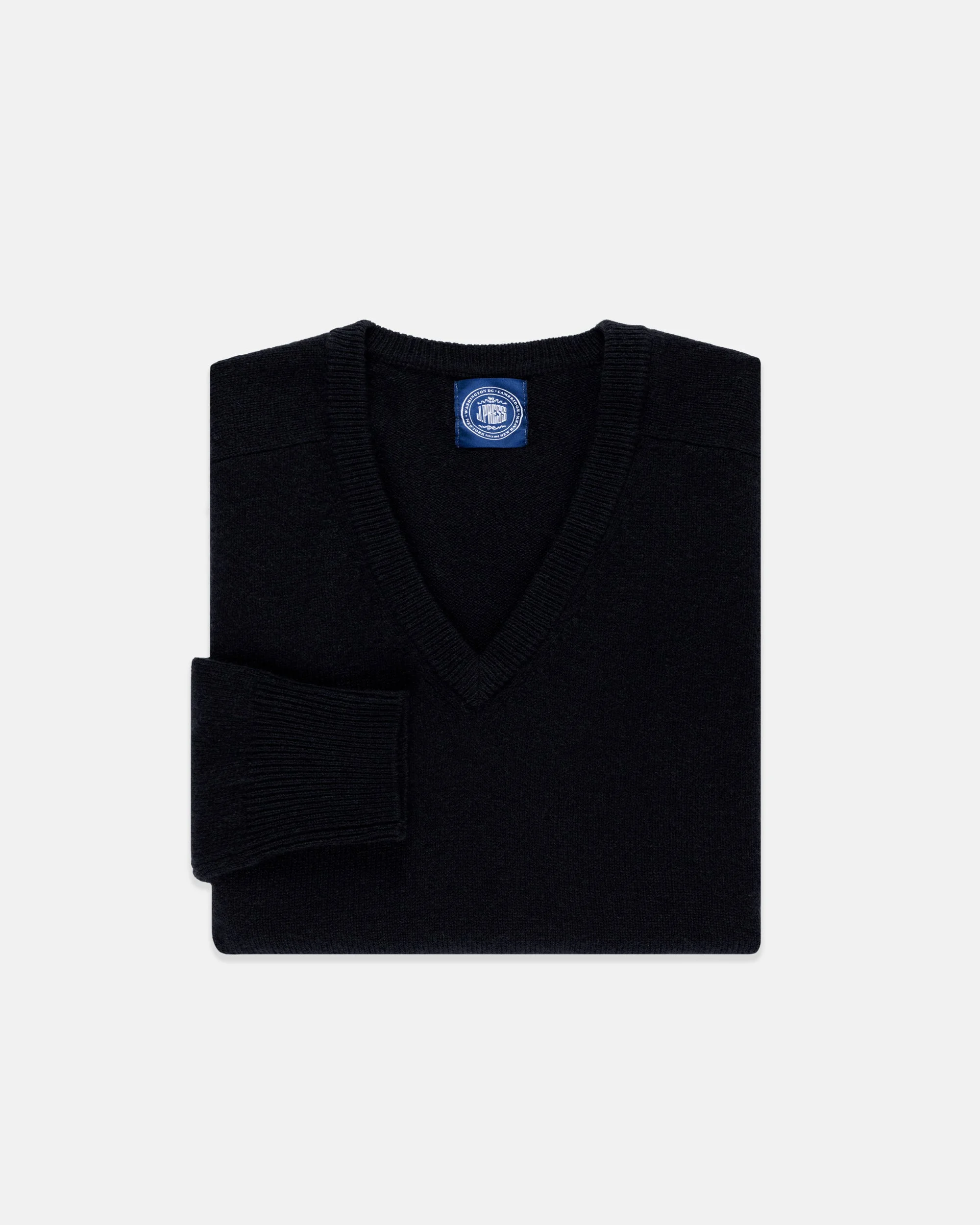 NAVY LAMBSWOOL V-NECK SWEATER - 1