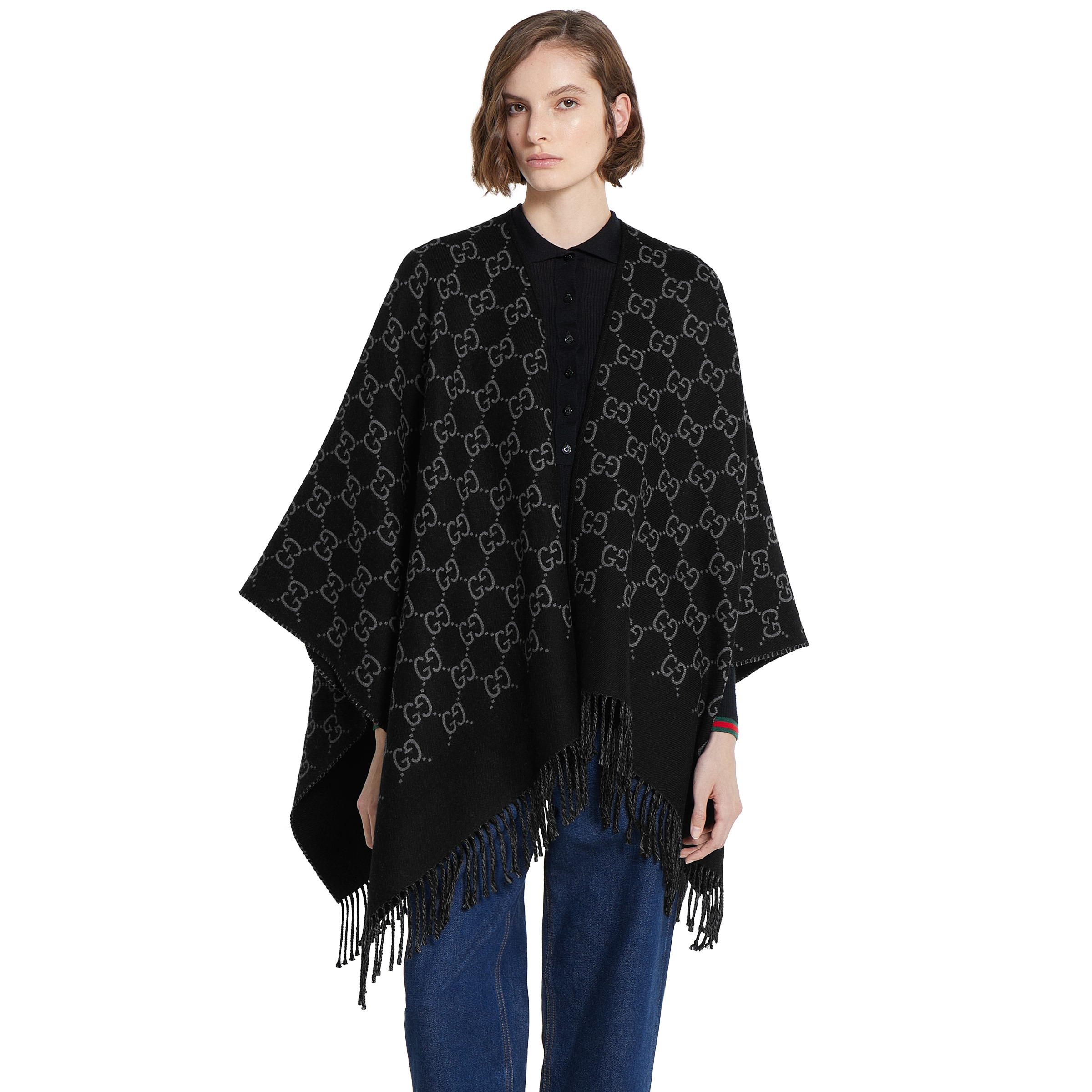 GG wool jacquard cape - 2