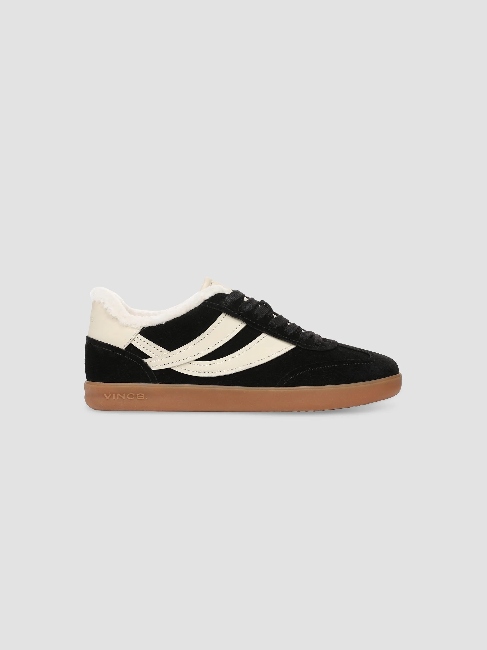 Women's Oasis Shearling-Lined Suede Sneakers - Black - 1
