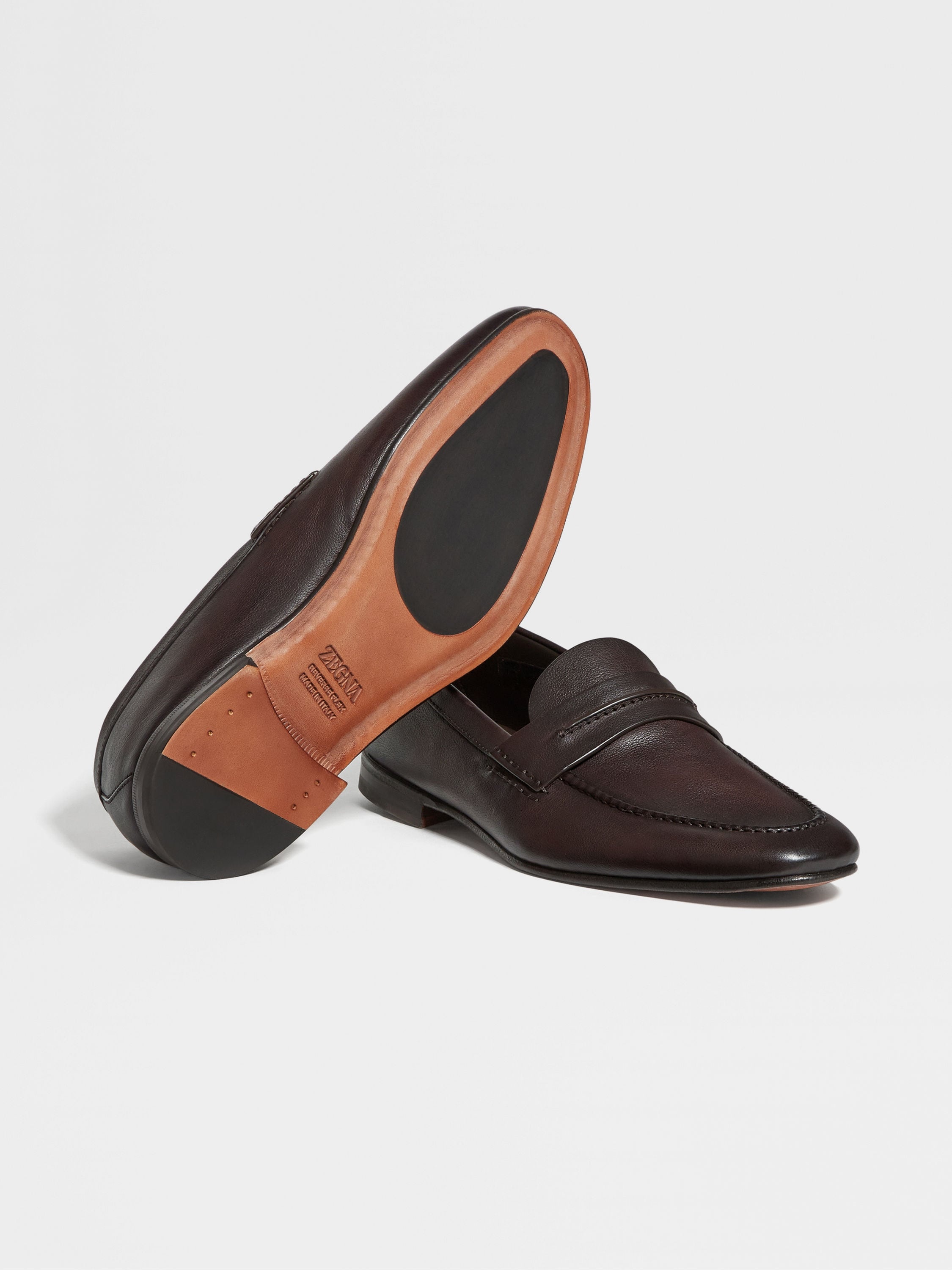 DARK BROWN NATURAL GRAIN LEATHER MOCASSIN LOAFER - 2