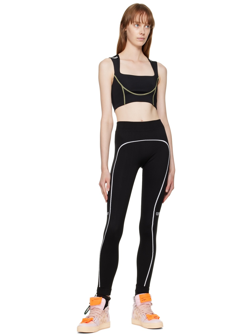 Black Contrast Stitch Sports Bra - 4