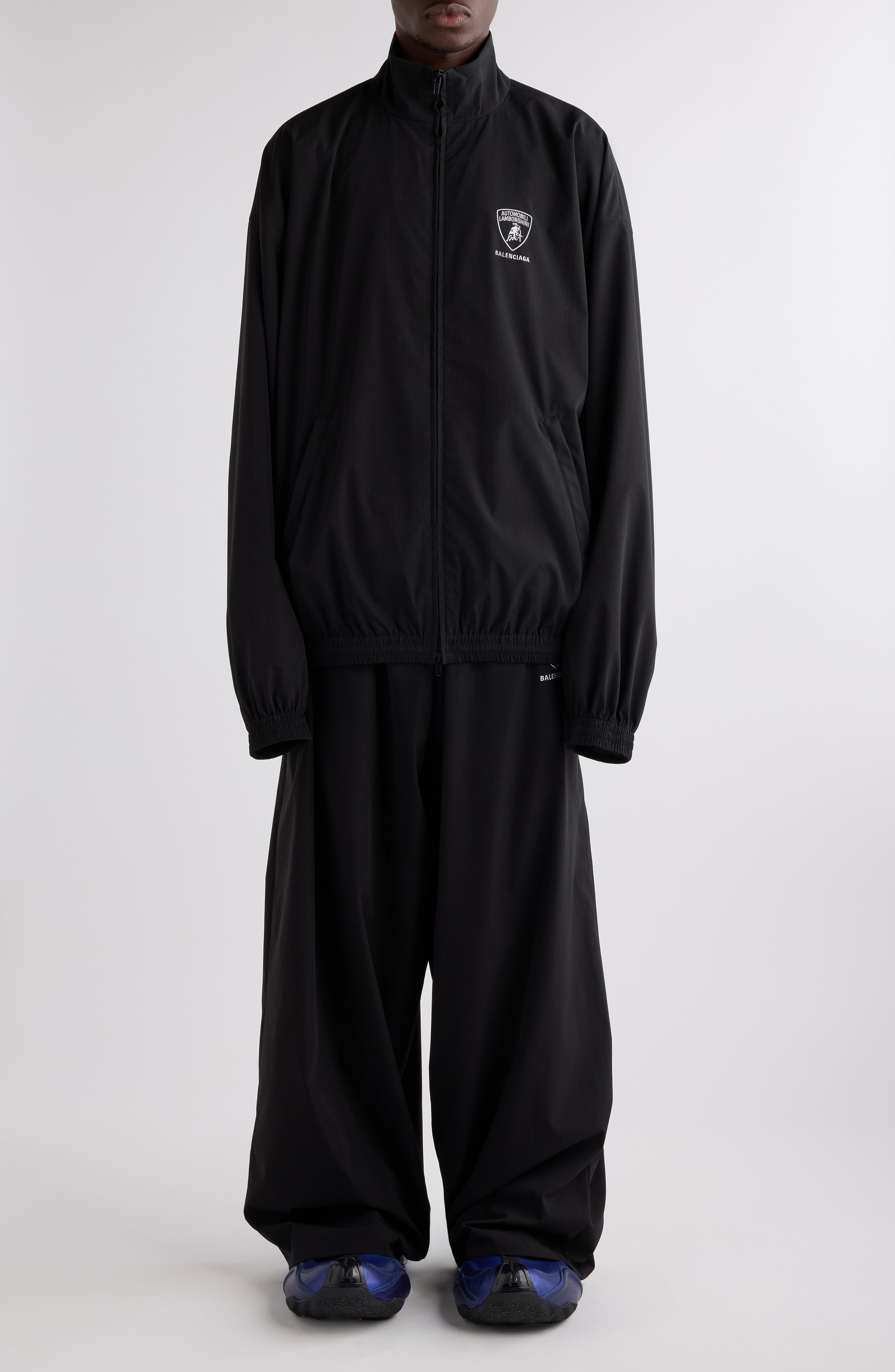 Balenciaga x Automobili Lamborghini Logo Embroidered Track Jacket in 1000 Black at Nordstrom - 2