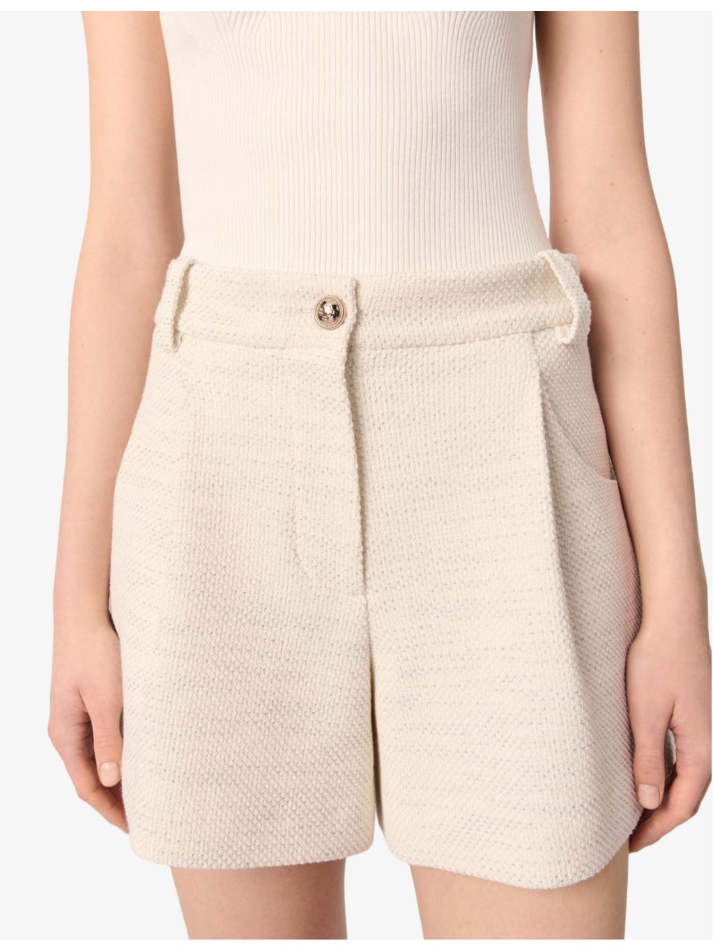 Wide-Leg High-Rise Tweed Shorts - 5