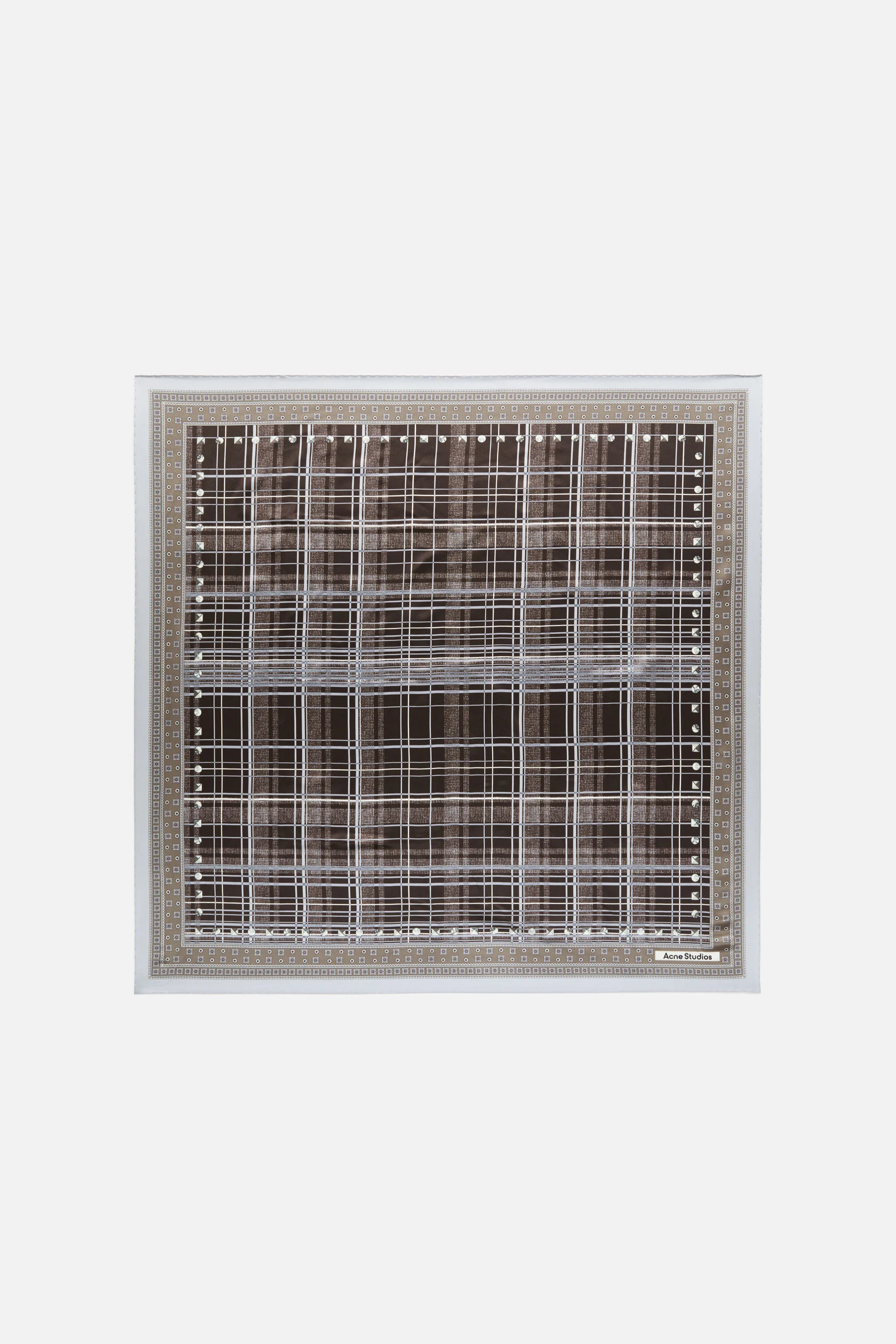 Checkered silk scarf - Grey/brown - 1