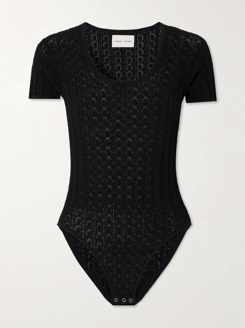 Silas pointelle-knit bodysuit Black 1