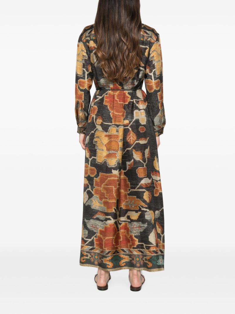 Printed silk long dress - 1