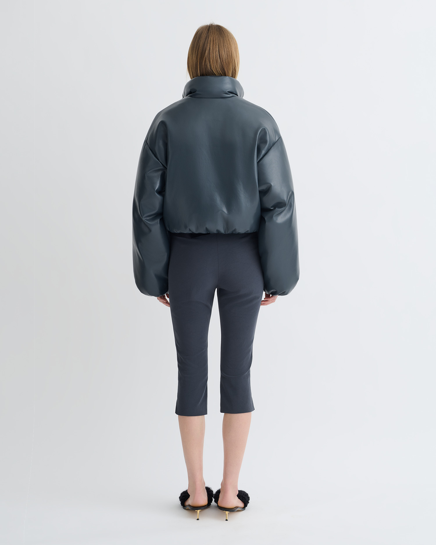Cropped Okobor™ Alt-Leather Puffer Jacket - 3