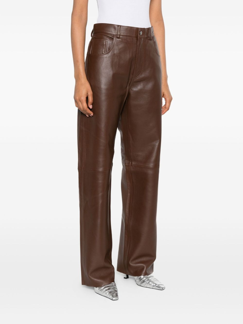 leather panelled pants - 3